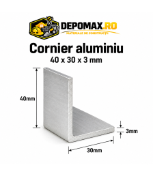 Cornier aluminiu 40 x 30 x 3 mm, 6 metri (EN AW-6060)
